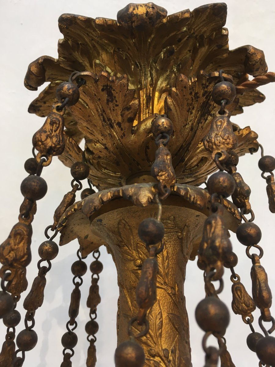 Important Chandelier In Gilt Bronze Napoleon III Louis XVI Style-photo-1