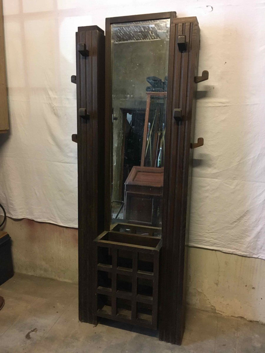 Art Deco France Coat Rack Around 1935 In Oak