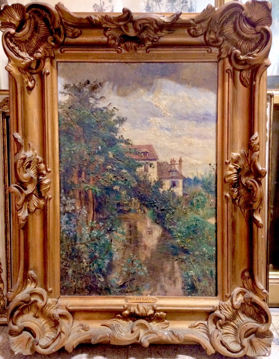 Huile Sur Toile Par Eugénie Moujon Gauvin, XIXème, Charentes Barbizon Impressionnisme Vincennes