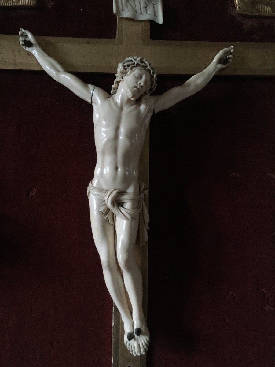 Important Christ En Ivoire, Exceptionnelle Qualité De Sculpture. Travail Ancien XVII-xviii ème -photo-2