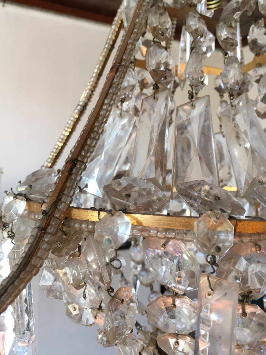 Crystal Chandelier, "hot-air Balloon" Shape Of Japanese Inspiration, Maison Baguès. Tassels.-photo-1