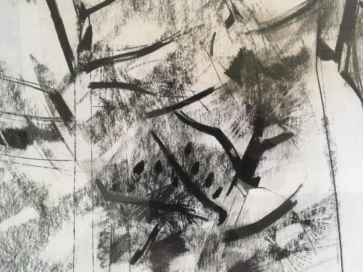 Pierre Theron. Original Drawing Around 1960. The Pines On The Arcachon Basin, Landes De Gascogne-photo-2