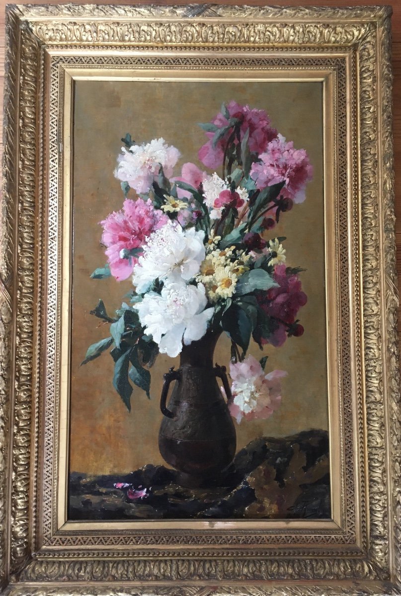 Still Life With Japanese Flower, XIXth Century. Signed, Ch Thomas.