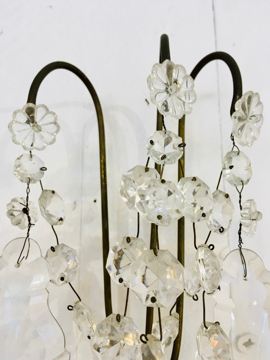 Important Pair Of Louis XV Wall Lights With Crystal Tassels-photo-1