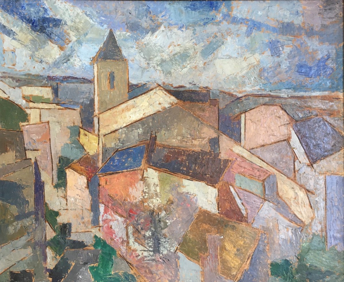 Roger Mathias. Cubist Landscape. Joseph Lépine. Emile Brunet. Village In The South West Of France.