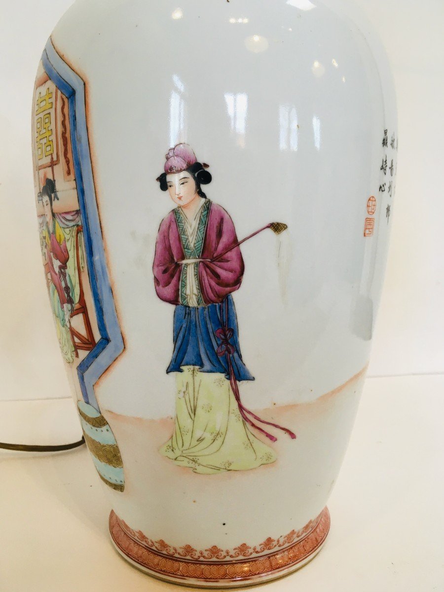 Vase En Porcelaine De Chine XXème Siècle-photo-3