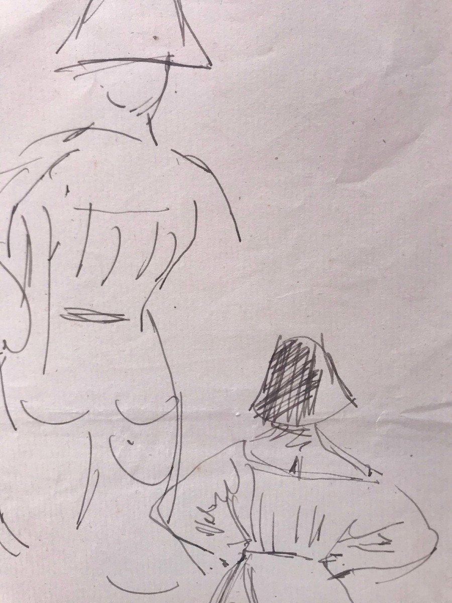 Georges De Sonneville Pencil Sketch On Paper, Signed And Dated 1972/190-photo-2