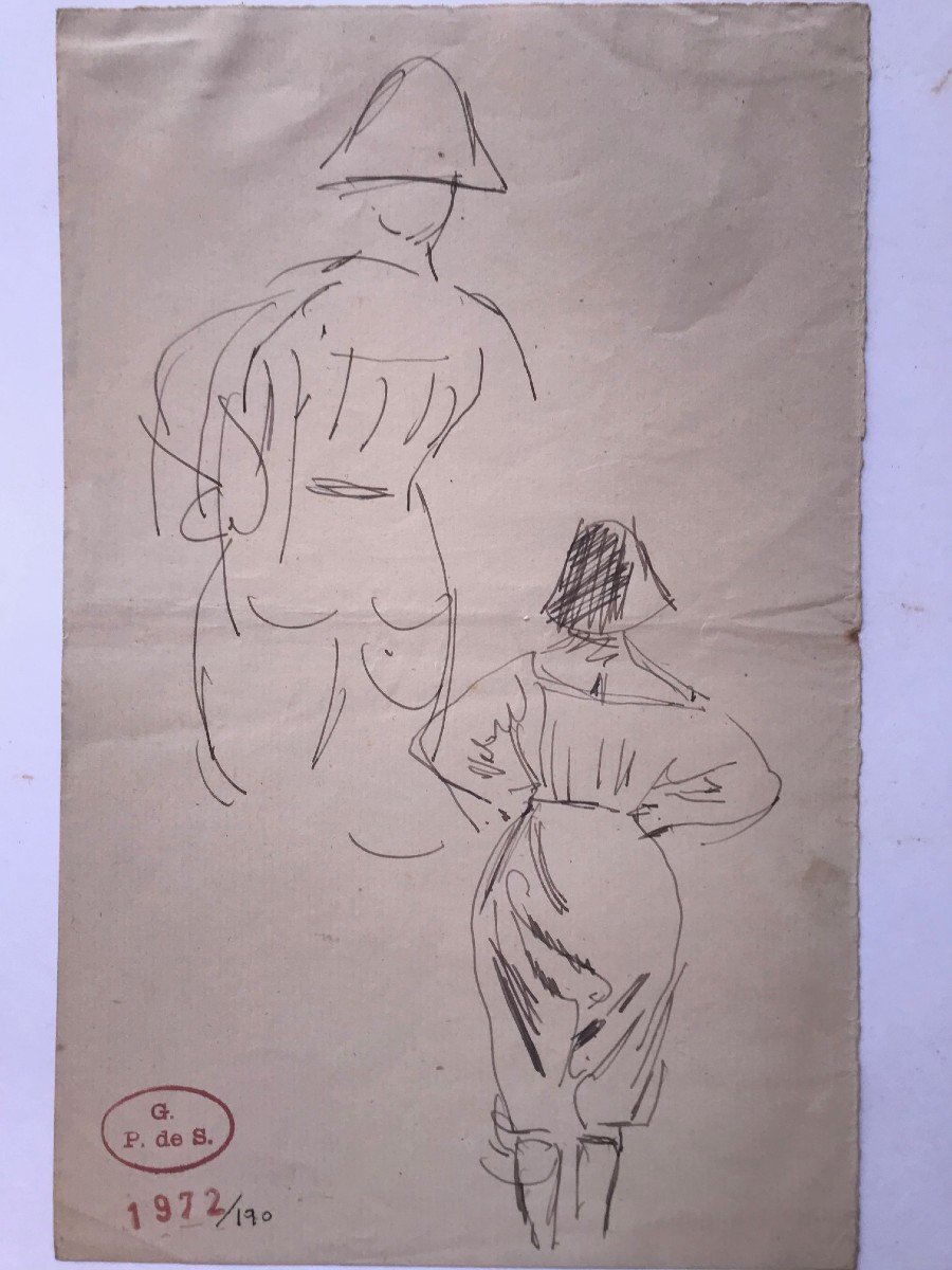 Georges De Sonneville Croquis Crayon Sur Papier, Signé Et Daté 1972/190