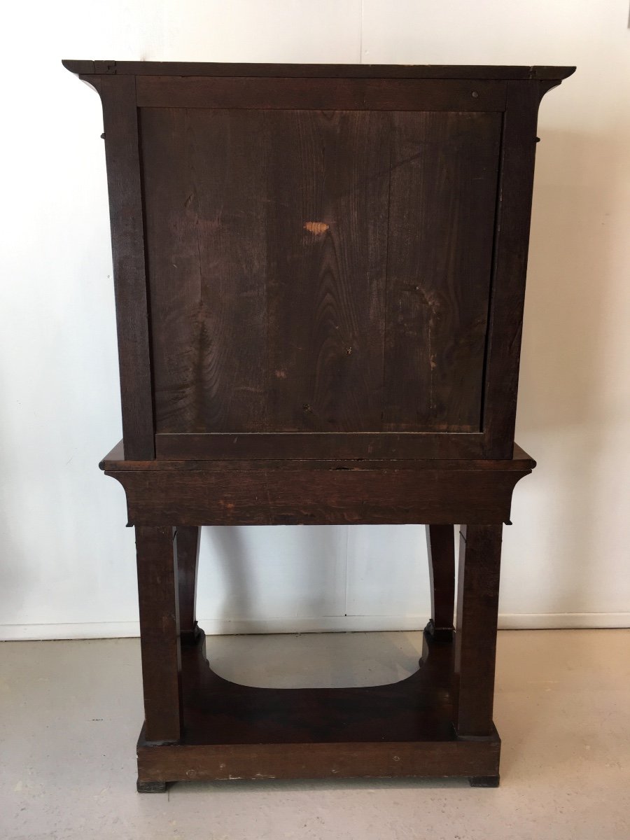 Lady's Secretary, Restoration Period, In Mahogany, Clover Keys, Black Marble Top-photo-6