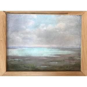 Arcachon Bay Landscape Pastel Signed V. Berlinan,