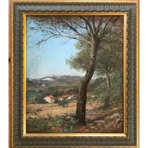Eugène Vergez Paysage De Provence Vers 1920 Huile Sur Toile