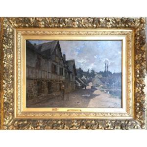 Ernest Baillet Scène De Village Bretagne Vers 1890 Huile Sur Toile 