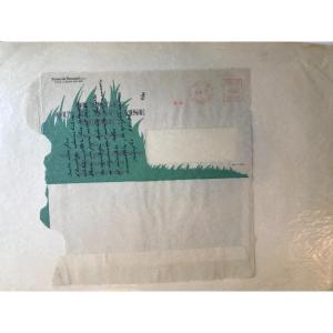 Pierre Buraglio Collage Enveloppe 1977-78 "4/10" Inscriptions manuelles Série autour des Enveloppes