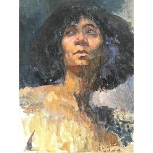 Thérèse Vimont Oil On Canvas Portrait Of Woman Around 1930