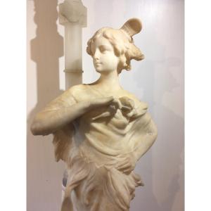 A. Saccardi. Light Sculpture In Alabaster Italian Work From The 19th Century