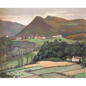 Pierre Albert Bégaud Basque Landscape Bidarray Around 1930 Oil On Panel