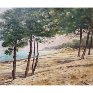 Evat Tolem Landscape Le Pyla Arcachon Basin Circa 1930 Oil On Panel