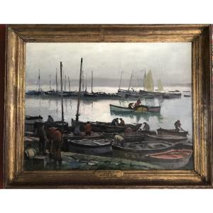 Paul Morchain. Oil/canvas. Concarneau. Brittany. Breton Landscape. Breton School, 1927.