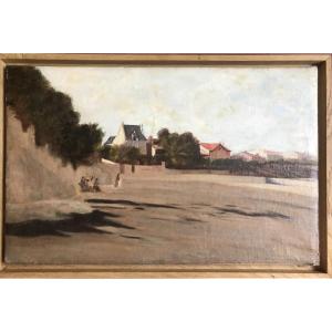 Breton Landscape. Brittany. Breton School. Oil/canvas Circa 1890, Japonisme. Animated Beach View