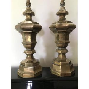Paire de lampes en bronze. Jean Charles Moreux. France.1940. Neoclassique