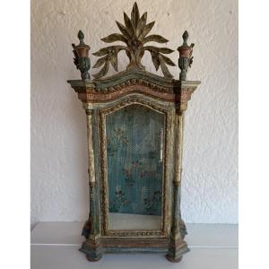 20th-century Polychrome Carved Wood Display Case, Religious Art, Portuguese Craftsmanship