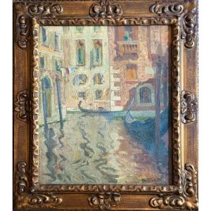 Louis Abel Truchet, View Of Venice: Veduta With A Gondola, Circa 1900