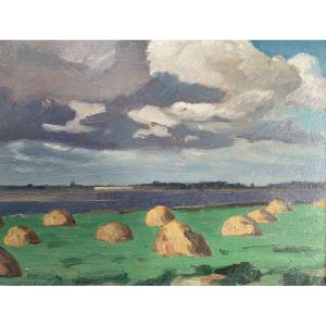 Jules-louis Moréteau, French Landscape, Ca. 1920, Oil On Panel