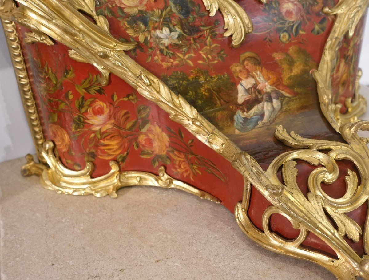 Cartel et sa console d'époque Louis XV signé Vallette à Paris-photo-1