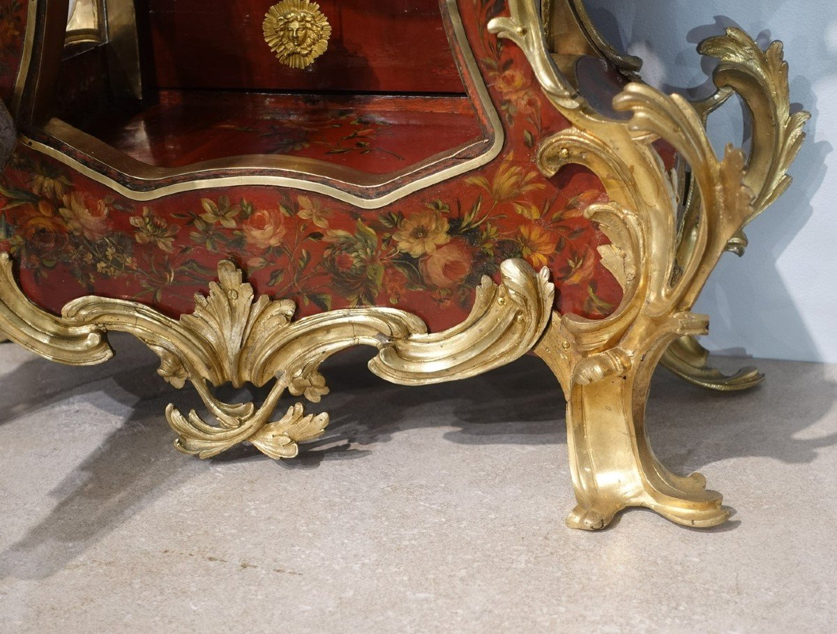 Cartel And Its Louis XV Period Console Signed Vallette In Paris-photo-4