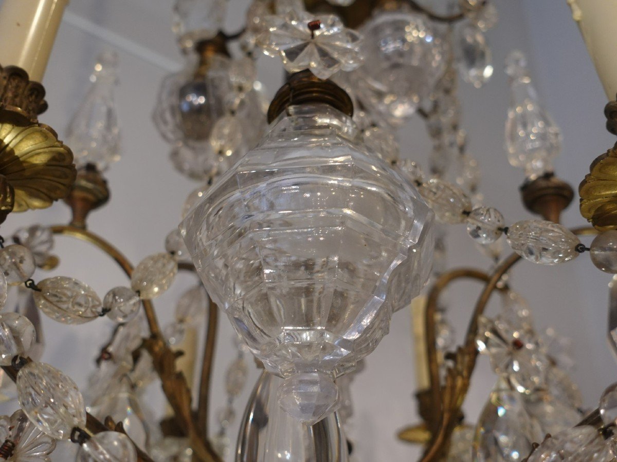 19th Century Crystal And Bronze Chandelier-photo-3