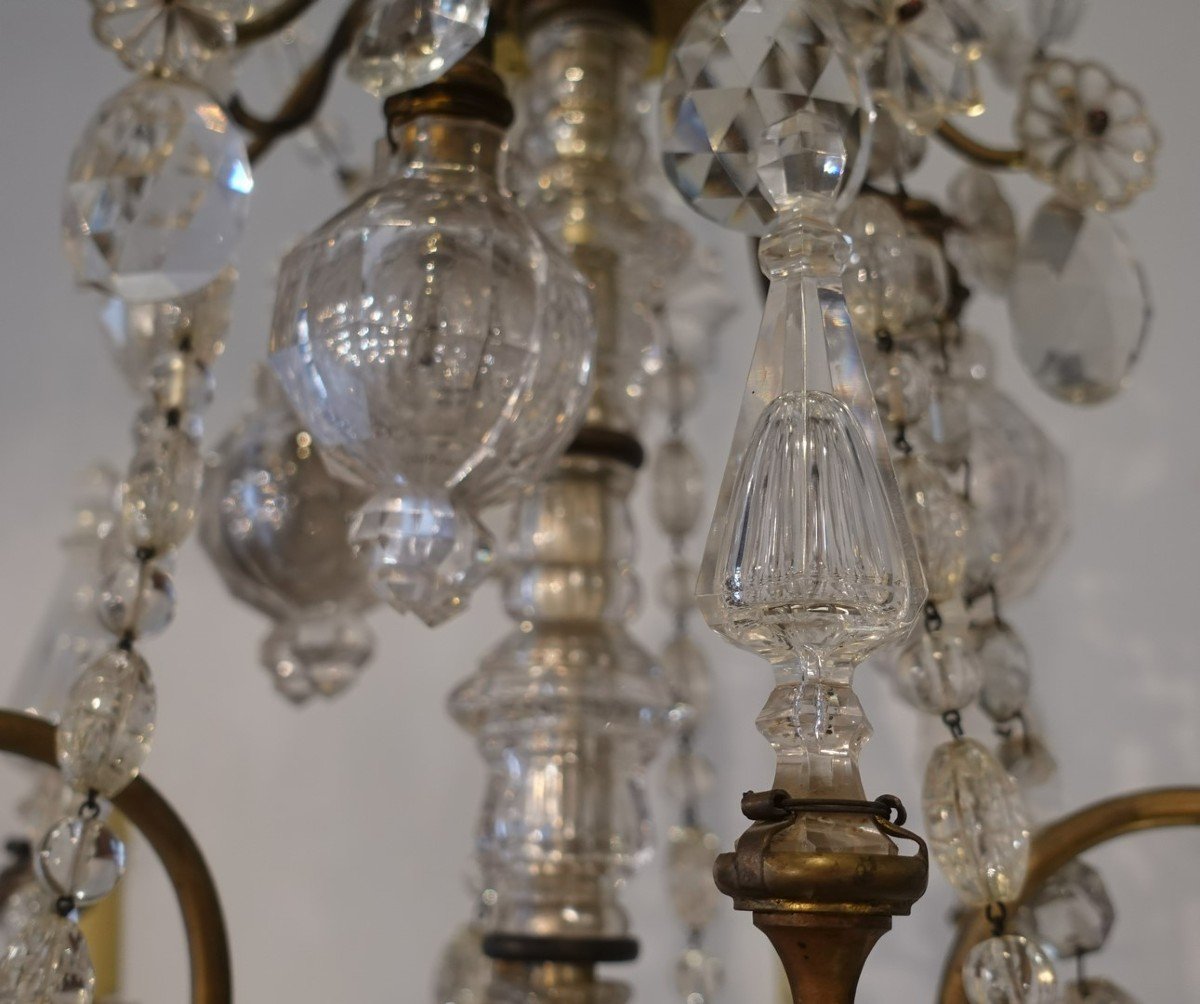 19th Century Crystal And Bronze Chandelier-photo-3