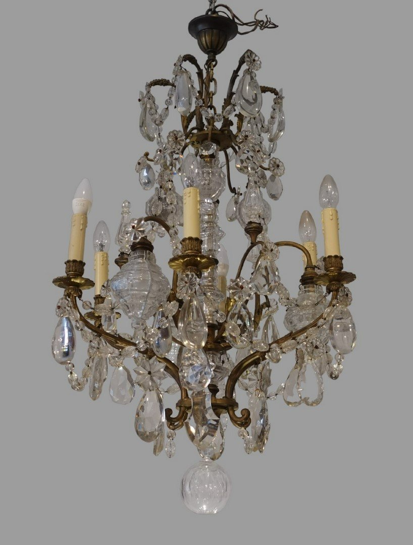 19th Century Crystal And Bronze Chandelier