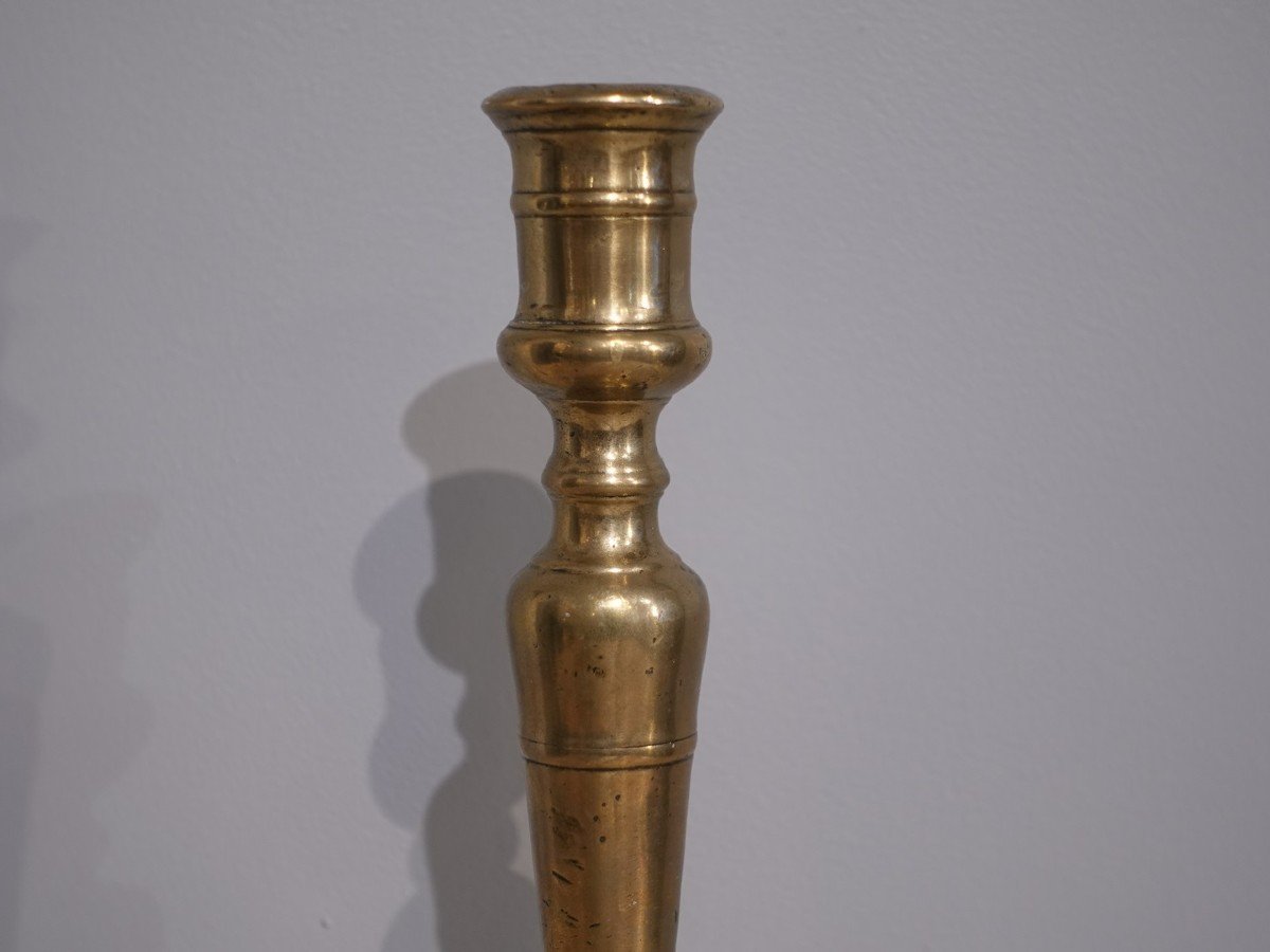 Large Renaissance Candlestick In Solid Bronze, 16th Century-photo-2