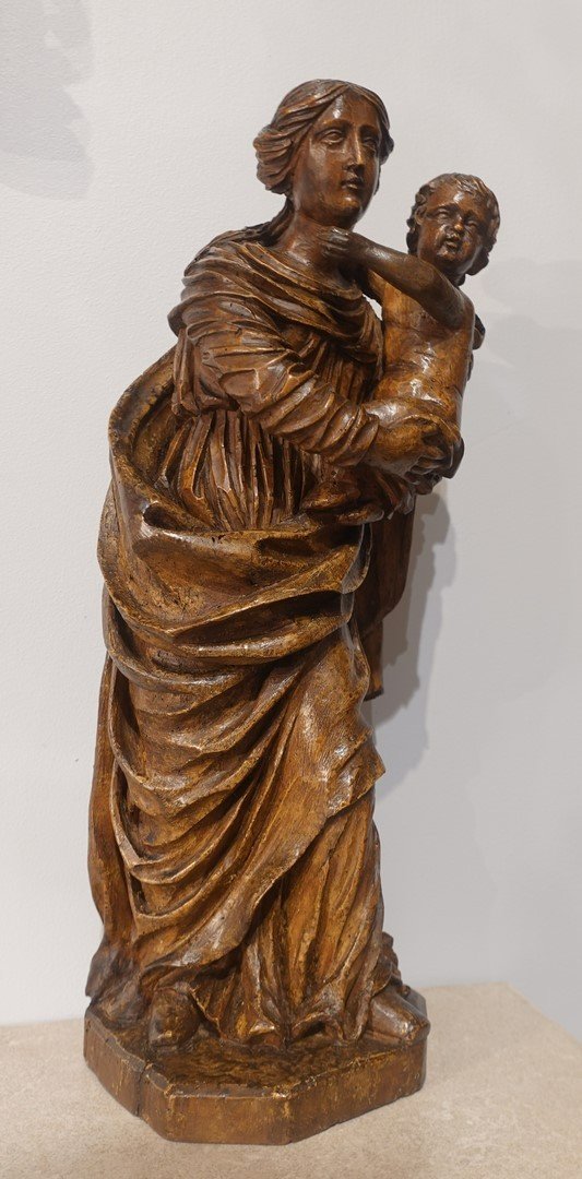 Proantic: Virgin And Child In Carved Wood From The 18th Century