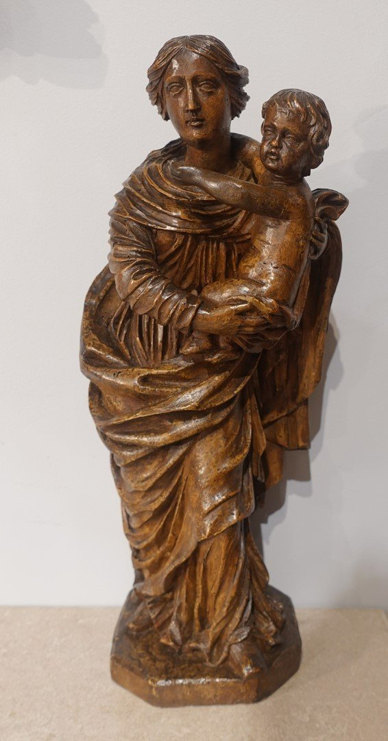 Proantic: Virgin And Child In Carved Wood From The 18th Century