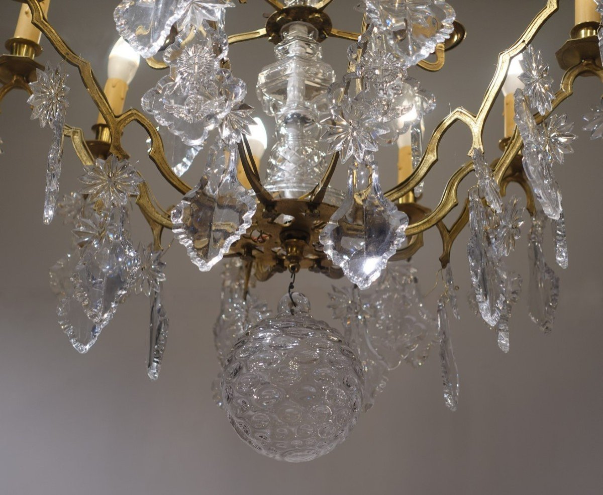 19th Century Crystal And Bronze Chandelier-photo-2