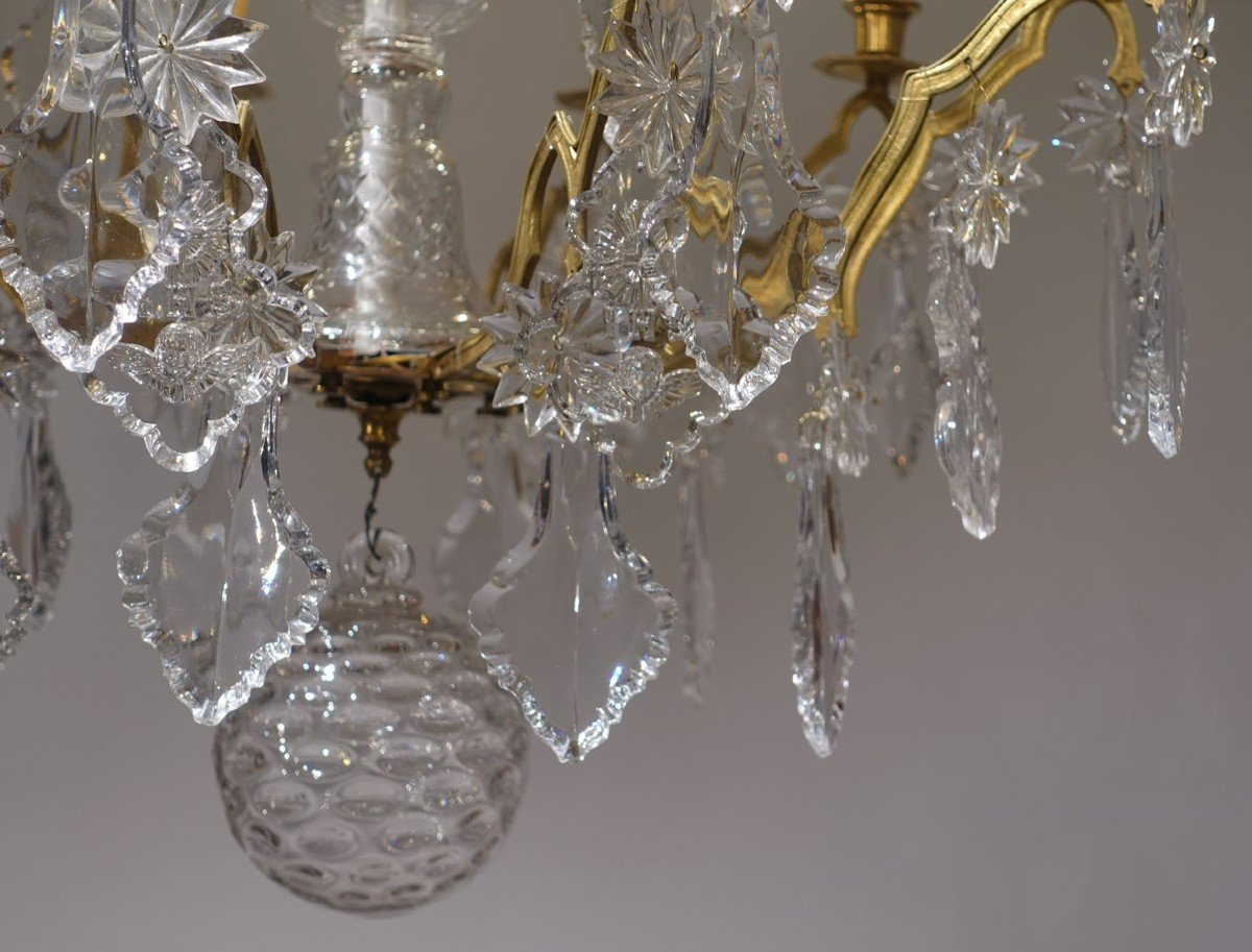 19th Century Crystal And Bronze Chandelier-photo-3