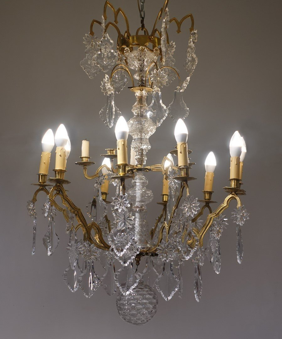 19th Century Crystal And Bronze Chandelier