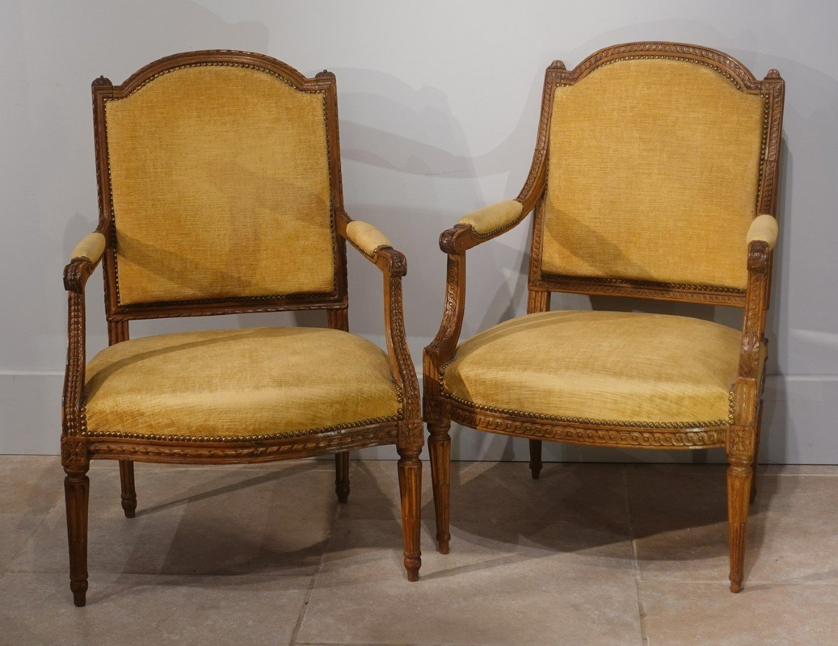 Deux fauteuils Louis XVI d'époque XVIII°-photo-2