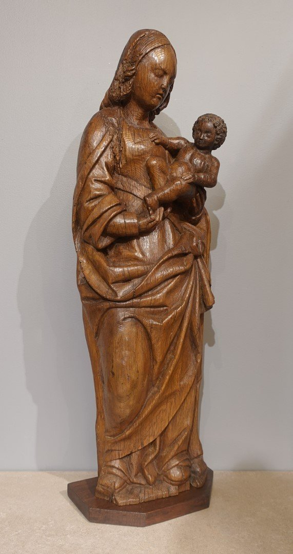 Vierge à l'Enfant en chêne du XVI° siècle-photo-2