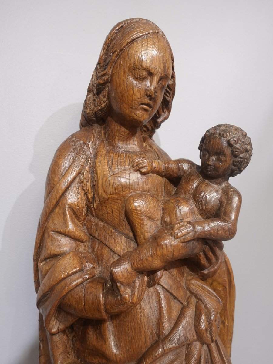 Vierge à l'Enfant en chêne du XVI° siècle-photo-4