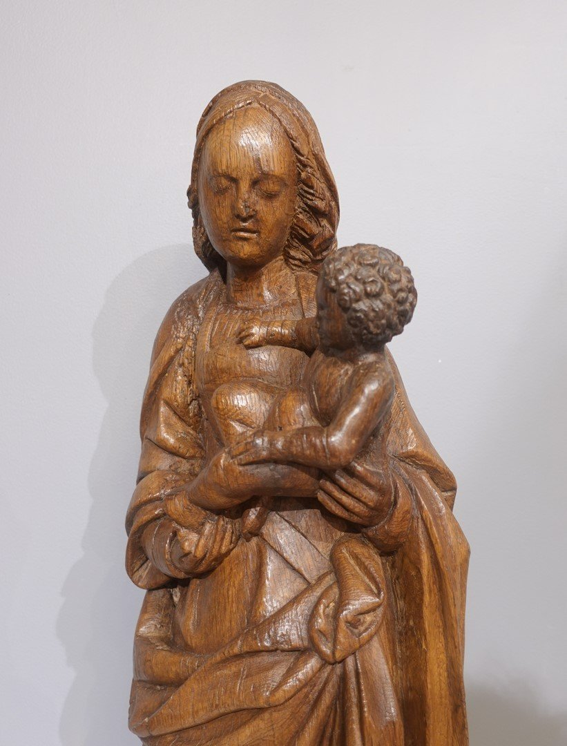 Vierge à l'Enfant en chêne du XVI° siècle-photo-1
