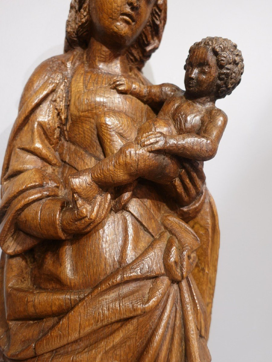 Vierge à l'Enfant en chêne du XVI° siècle-photo-2