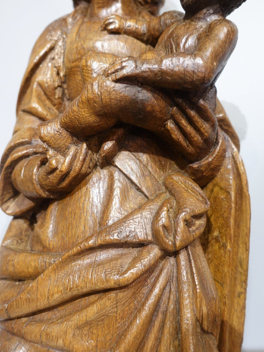 Vierge à l'Enfant en chêne du XVI° siècle-photo-3