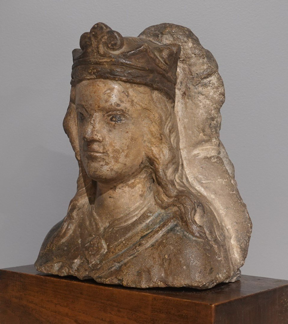 Crowned Head Of The Virgin – France – Early 15th Century-photo-3