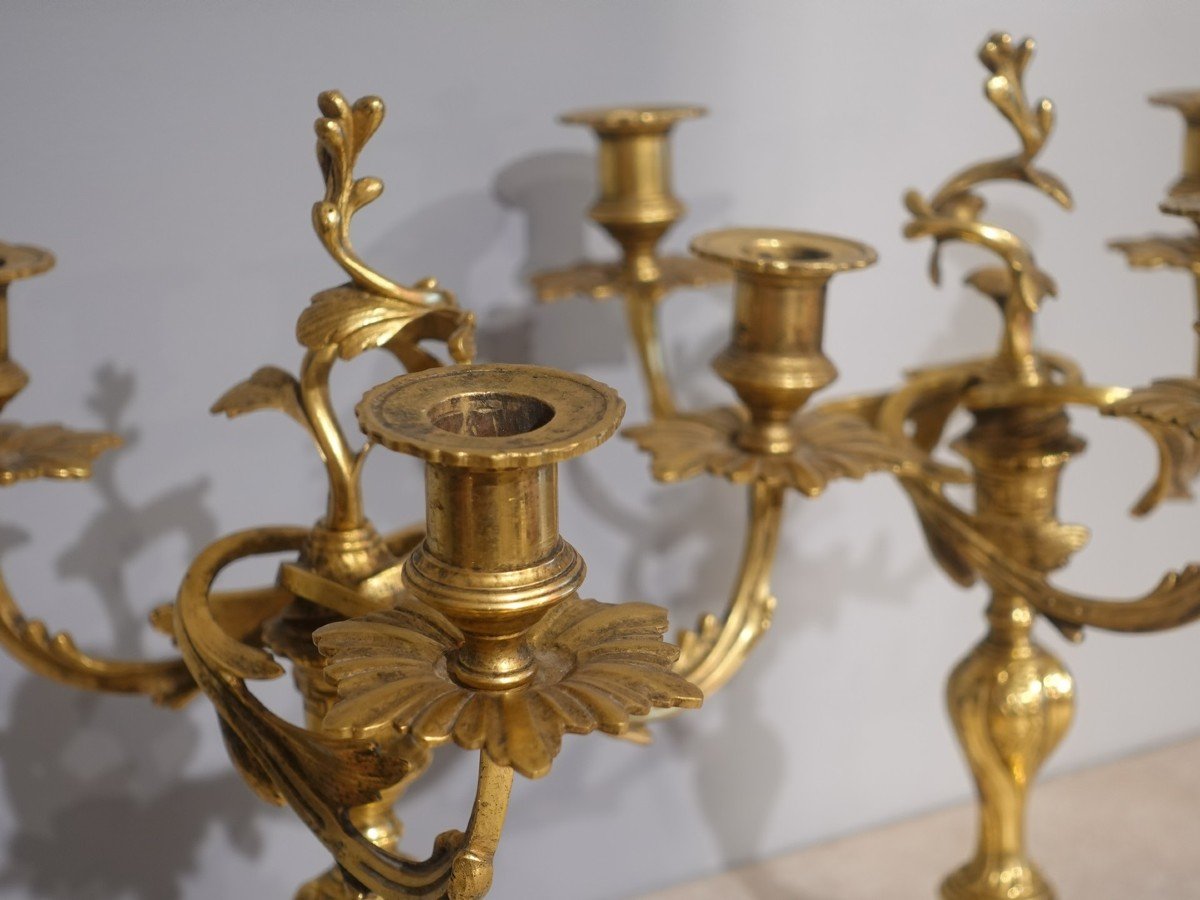Proantic: Pair Of Gilded Bronze Candelabra From The 18th Century
