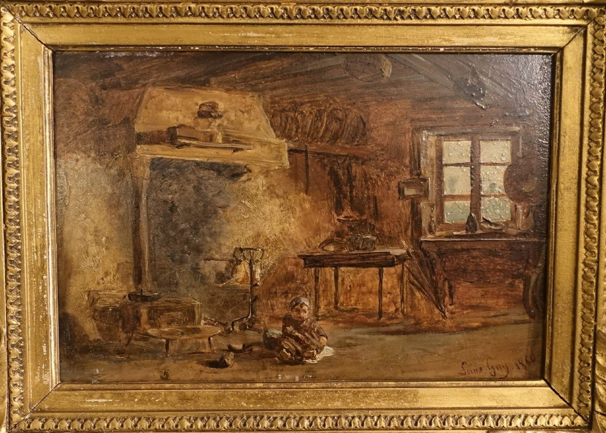 Louis GUY (1824-1888) – Huile sur panneau – École Lyonnaise -photo-2