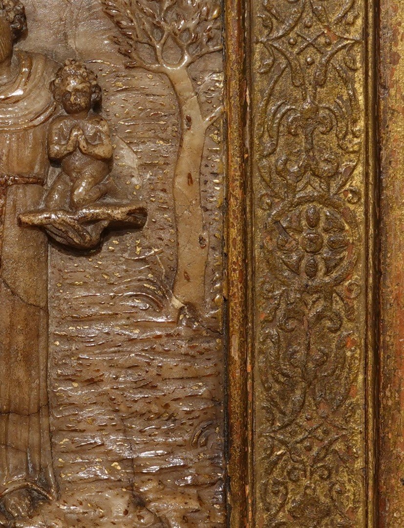 Alabaster Bas-relief Of Saint Anthony Of Padua, Mechelen, 17th Century-photo-3