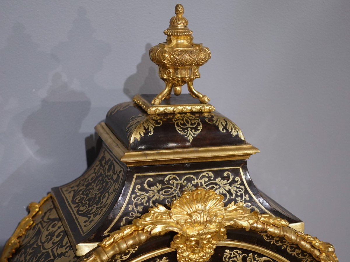 Pendule Louis XIV marqueterie Boulle et mouvement Jacques Thuret -photo-4