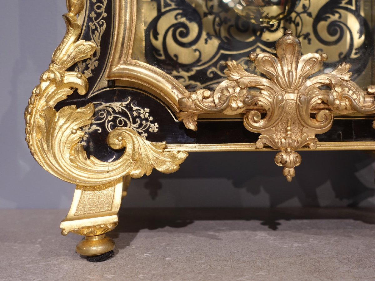 Pendule Louis XIV marqueterie Boulle et mouvement Jacques Thuret -photo-6
